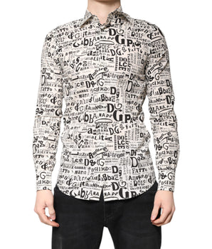 Camisa casual Dolce &amp; Gabbana MARTINI con logo blanco y negro para hombre