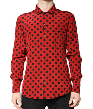 Camisa de manga larga de seda con lunares rojos de Dolce &amp; Gabbana