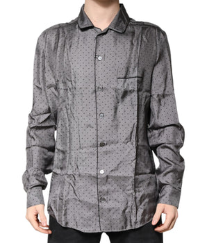 Camisa de manga larga de seda con lunares grises de Dolce &amp; Gabbana