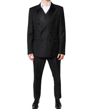 Traje formal cruzado negro de tres piezas de Dolce &amp; Gabbana