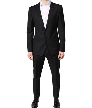 Traje de dos piezas de lana negra de Dolce &amp; Gabbana con botonadura sencilla