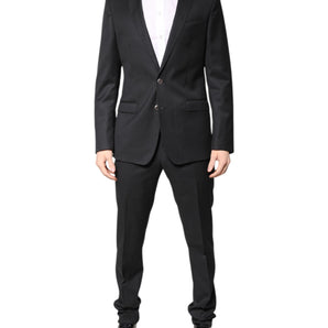Dolce & Gabbana Dark Gray Wool Single Breasted 2 Piece Suit