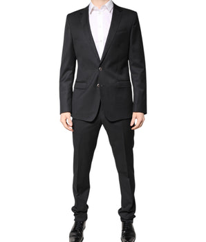 Traje de dos piezas de lana gris oscuro de Dolce &amp; Gabbana con botonadura sencilla