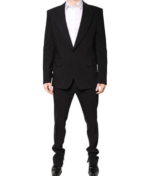 Dolce &amp; Gabbana Black Cotton Single Breasted 2 Piece Suit