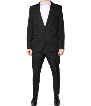 Traje de dos piezas de jacquard floral de poliéster negro de Dolce &amp; Gabbana