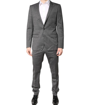 Traje de dos piezas de lana gris de botonadura sencilla de Dolce &amp; Gabbana