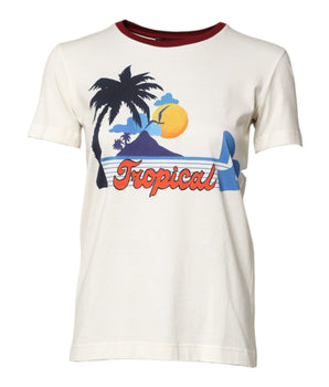 Camiseta de manga corta con estampado de algodón blanco de Dolce &amp; Gabbana