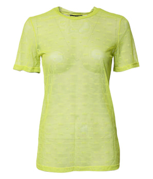Top de manga corta transparente de nailon verde Dolce &amp; Gabbana para mujer