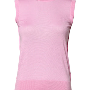 Dolce & Gabbana Pink Cashmere Round Neck Sleeveless Tank Top