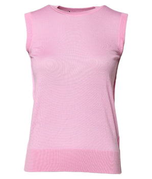 Top sin mangas con cuello redondo de cachemira rosa de Dolce &amp; Gabbana