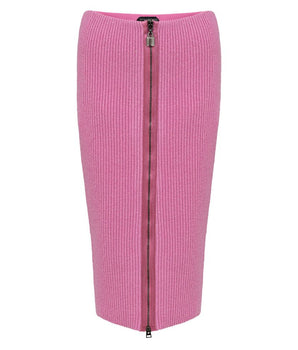 Tom Ford Pink Wool Midi Skirt