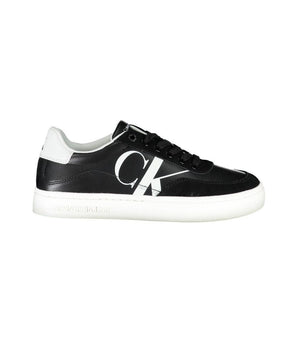Calvin Klein Sleek Black Lace-Up Sneakers With Contrast Details