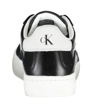 Calvin Klein Sleek Black Lace-Up Sneakers With Contrast Details