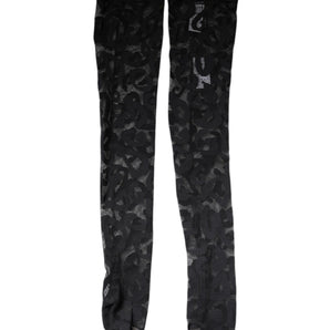 Dolce & Gabbana Black Floral Lace Cotton Stretch Stockings Socks