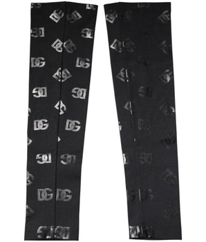 Mangas de lana elástica con monograma del logotipo DG en negro de Dolce &amp; Gabbana