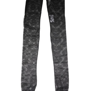 Dolce & Gabbana Black Floral Lace Cotton Stretch Stockings Socks