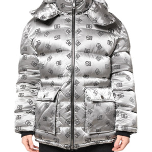 Chaqueta acolchada con capucha y cremallera completa con logotipo plateado de Dolce &amp; Gabbana