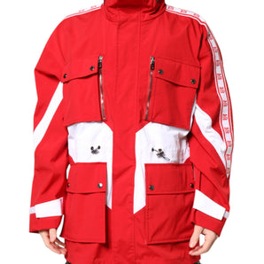 Dolce & Gabbana Red White Nylon Full Zip Windbreaker Jacket