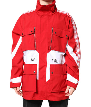 Chaqueta cortavientos de nailon con cremallera completa en rojo y blanco de Dolce &amp; Gabbana