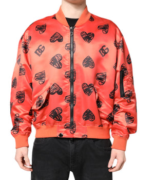 Dolce & Gabbana Orange DG Heart Full Zip Men Bomber Jacket