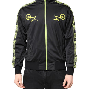 Dolce & Gabbana Black Logo Turtleneck Zip Bomber Jacket