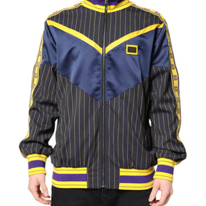 Dolce & Gabbana Black Striped Logo Full Zip Bomber Jacket