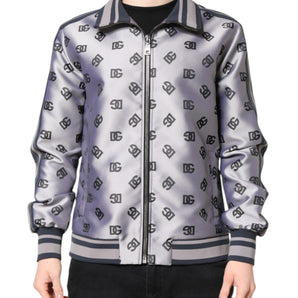 Dolce & Gabbana Gray Logo Monogram Full Zip Bomber Jacket