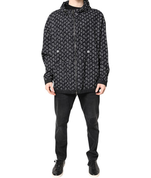Dolce & Gabbana Black Heart Print Hooded Windbreaker Jacket