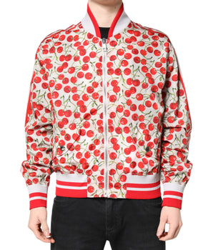 Chaqueta bomber con cremallera completa y estampado de cerezas blancas de Dolce &amp; Gabbana
