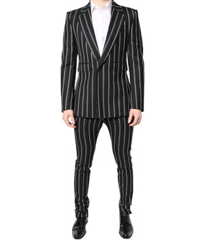 Dolce & Gabbana Black Striped SICILIA Formal 2 Piece Suit