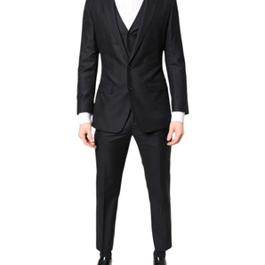 Dolce & Gabbana Blue MARTINI Wool Formal 3 Piece Suit
