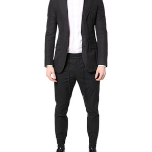 Dolce & Gabbana Black Cotton TAORMINA Formal 2 Piece Suit