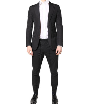 Dolce & Gabbana Black Cotton TAORMINA Formal 2 Piece Suit