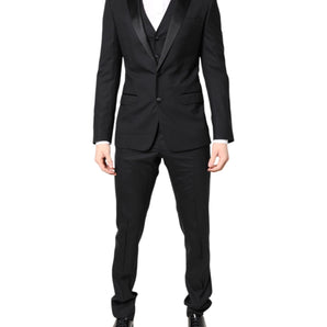 Dolce & Gabbana Black Wool Single Breasted 3 Piece Suit