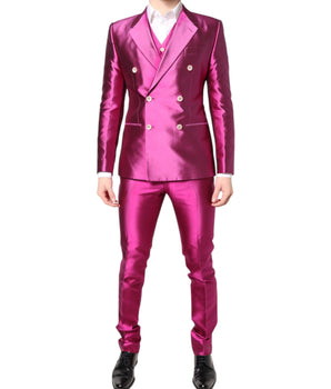Dolce & Gabbana Pink SICILIA Double Breasted 3 Piece Suit