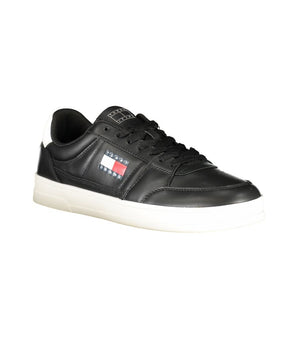 Tommy Hilfiger Black Leather Men Sneaker