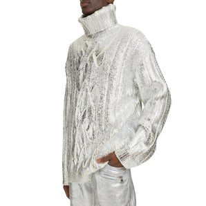 Suéter de cuello alto de lana marrón Balmain para hombre