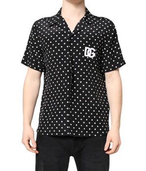 Dolce & Gabbana Black Polka Dot Short Sleeves Casual Shirt