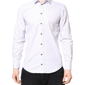 Dolce & Gabbana White Striped Cotton MARTINI Men Dress Shirt