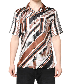 Camisa de manga corta de seda a rayas multicolor de Dolce &amp; Gabbana