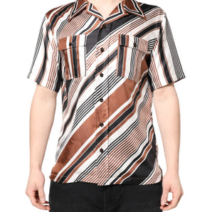 Dolce & Gabbana Multicolor Striped Silk Short Sleeves Shirt