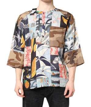 Camisa de manga corta con patchwork multicolor de Dolce &amp; Gabbana