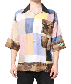 Camisa de manga corta con patchwork multicolor de Dolce &amp; Gabbana