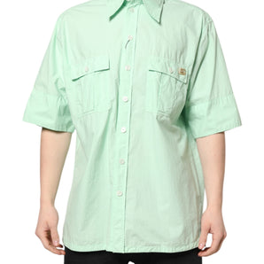 Dolce & Gabbana Green Cotton Short Sleeves Men Casual Shirt