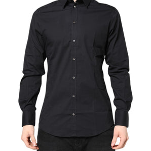 Dolce & Gabbana Black GOLD Cotton Long Sleeves Dress Shirt