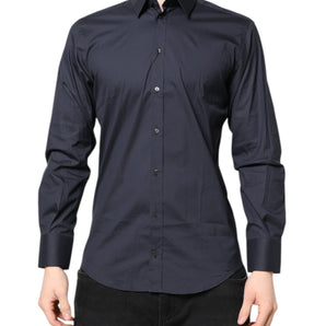 Dolce & Gabbana Dark Blue MARTINI Cotton Dress Formal Shirt