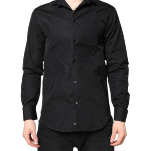 Camisa formal de manga larga de algodón negra para hombre de Emporio Armani