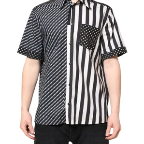 Dolce & Gabbana Black White Stripe Button Down Casual Shirt