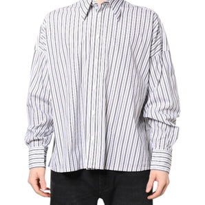 Dolce & Gabbana White Black Stripe Button Down Casual Shirt