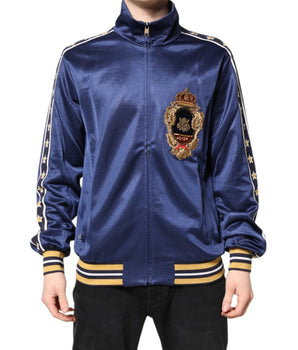 Suéter bomber de nailon azul con parche del logo de Dolce &amp; Gabbana para hombre